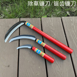 Sickle Agricultural Weeding Lawn Mower Wooden Handle Lawn Mower Big Cheap Knife Small Knife Sharp Agricultural Outdoor Lawn Mower Scimitar