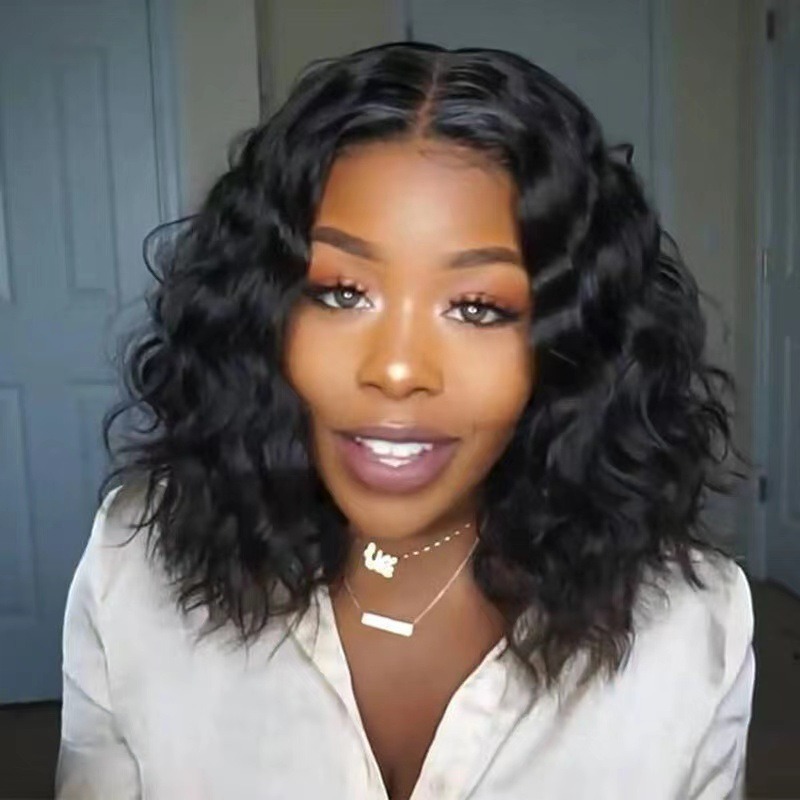 Perruque courte bouclée style afro, permanente effet maïs, extensions de cheveux courts bouclés pour femmes_voghion.com