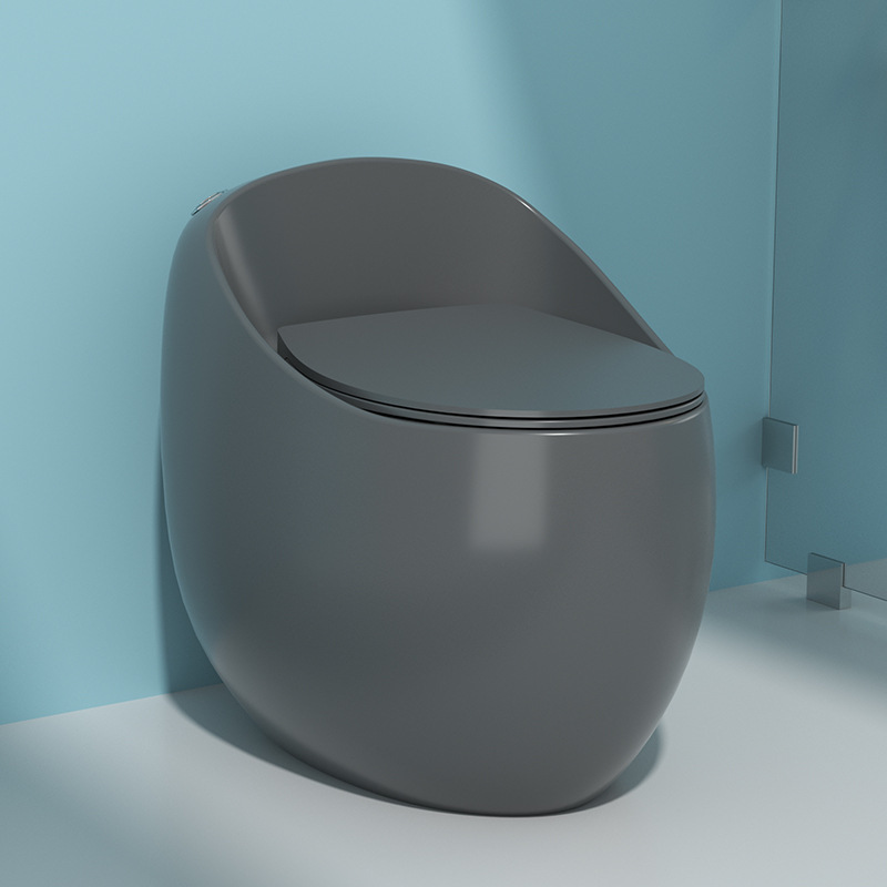 Venta al por mayor inodoro de cerámica creativo simple inodoro en forma de huevo pequeño apartamento sifón mudo hogar integrado baño inodoro