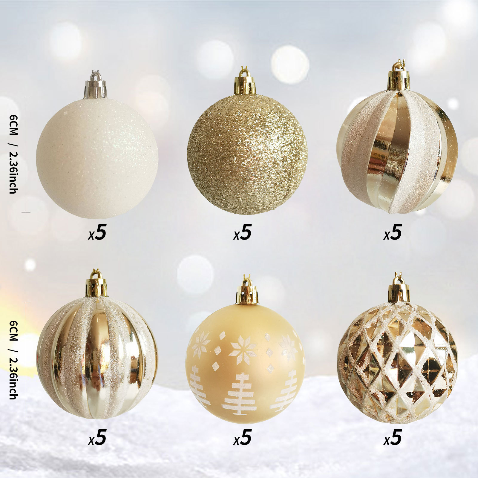 Inventario transfronterizo 6cm conjunto de 30 platino de forma alienígena set de bola de Navidad árbol de Navidad atmósfera de Navidad bola decorativa