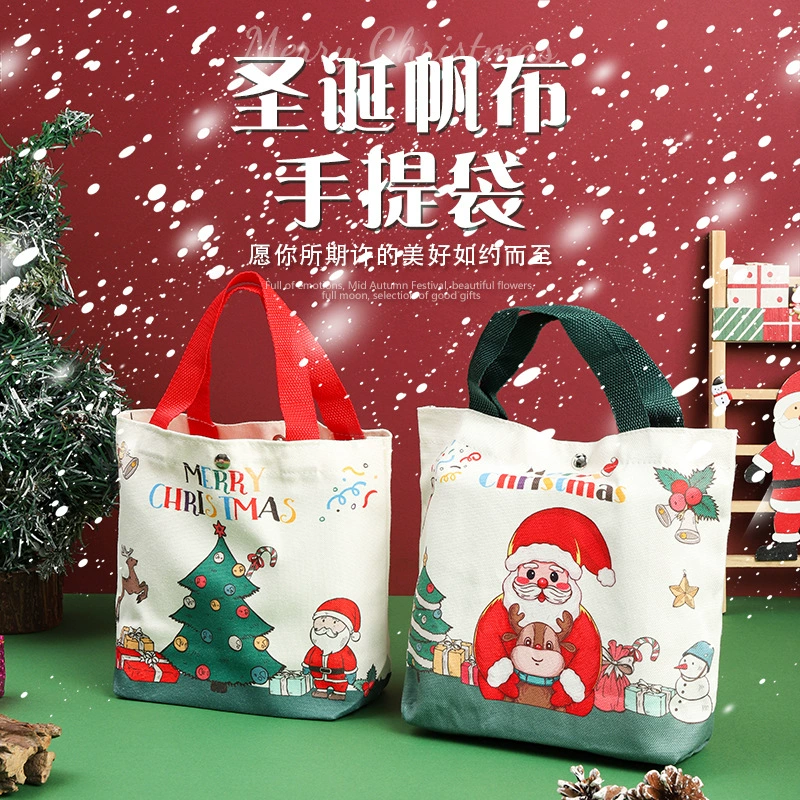 Рождественская подарочная сумка Подарочная сумка Холщовая сумка Сочельник маленькая сумка конфеты яблочная сумка