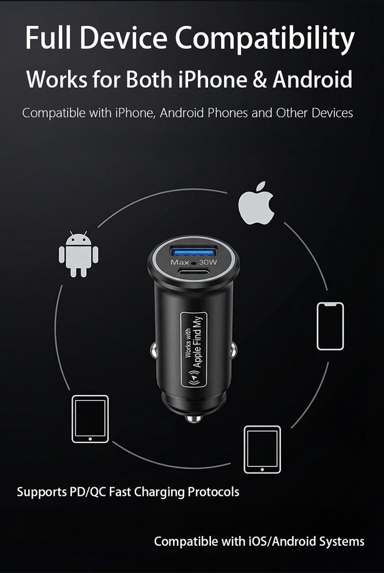 Cross-Border Smart Bluetooth Anti-Lost Device Car Locator Apple Android Dual-Port Fast Charging Anti-Theft Car Charger