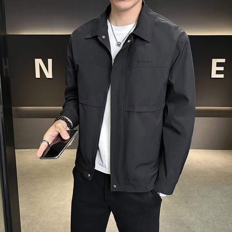 2025 Spring and Autumn New Lapel Jacket Men's Slim Fashion Korean Style Light Luxury Casual Tops Top