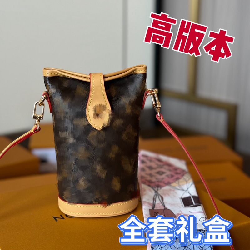 Fashionable Mini French Fries Bag, Retro Women's Classic Monogram Shoulder Crossbody Phone Bag, In-Stock Wholesale, European and American Retro