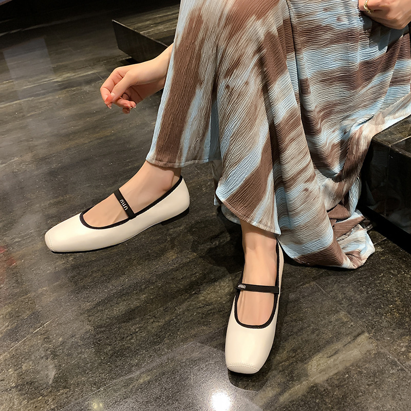 La madre de la uva se escapó, cariño ~ Cabeza cuadrada francesa con estilo de ballet salvaje Mary Jane zapatos planos mujer