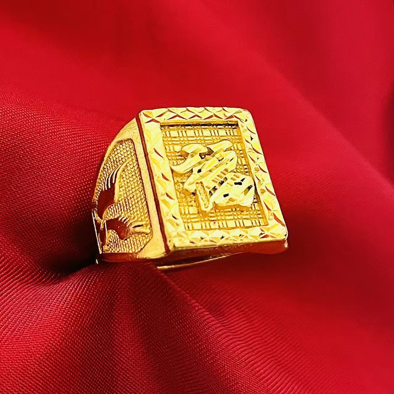 黄銅の金メッキの福の金儲けの指輪の男性の多種類の車の花は宝の蛇口の関公の戒子の金メッキの指輪を招きます。