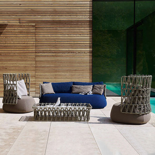 Outdoor Sofa Balcony Garden House Rattan Sofa Sun Room Designer Outdoor Rattan Furniture Soft Decoration Creative