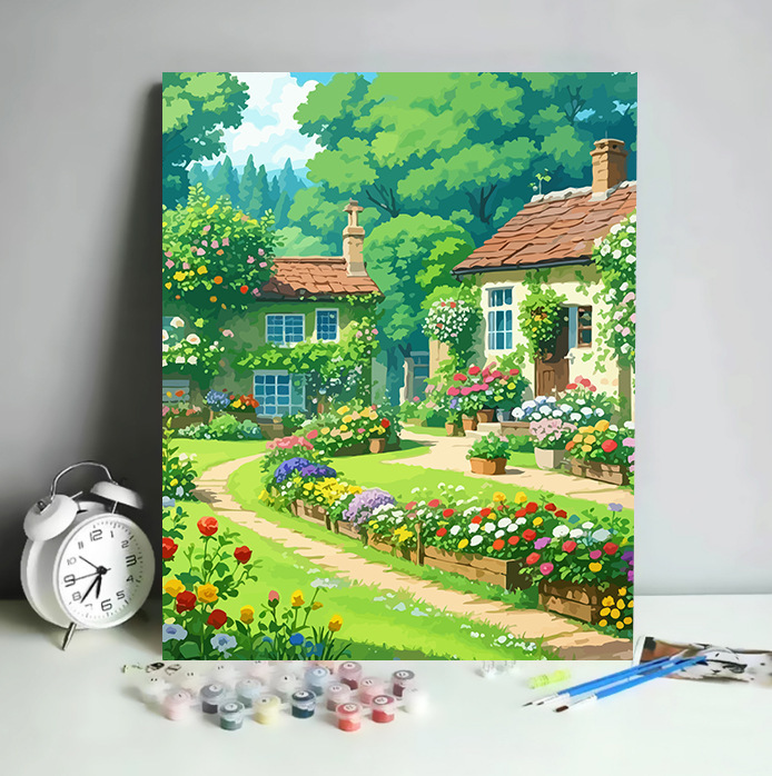 デジタル油絵 diy 手描き風景花宮崎駿手描き装飾絵画工場卸売油絵|undefined