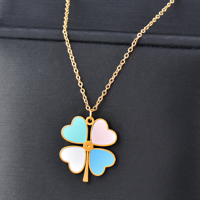 Fashion Four Leaf Clover Stainless Steel Plating Earrings Necklace display picture 3