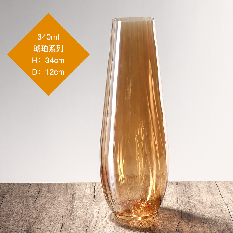 Lex sin plomo cristal vasos grandes estilo europeo simple viento transparente alta permeabilidad sala de estar hidropónica decoración de flores secas
