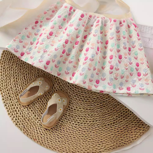 Summer Girls Korean Style Floral Skirt Sweet Floral Ruffle Sleeveless Top Bowknot Princess 