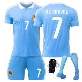 足球训练服2425欧洲杯比利时德布劳内球衣国家队足球服套装男团购