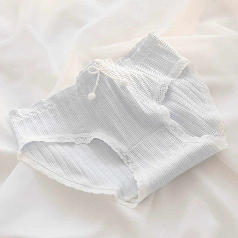 Women’s rib‑knit cotton panties, mid‑rise, lace trim, hip‑accenting, sizes M–XL