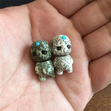 顺白阴皮星月菩提阿呆星月菩提雕刻阿呆镶嵌南红绿松石阿呆整套