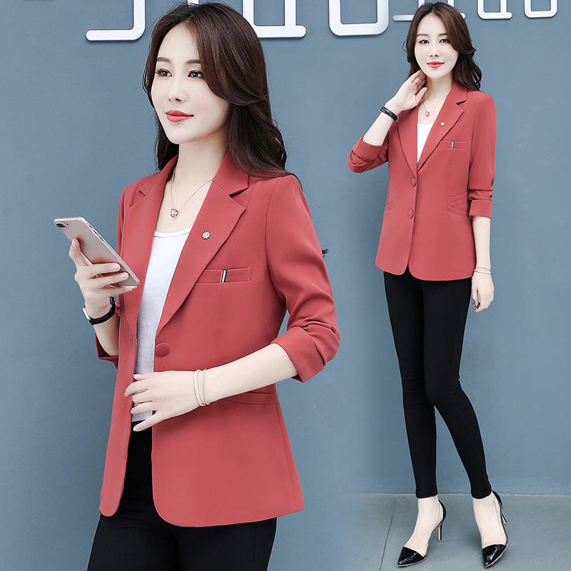 2025 Women's Blazer Korean Style Small Suit Jacket for Spring and Autumn, Elegant Slim Fit, Simple and Versatile Short Style