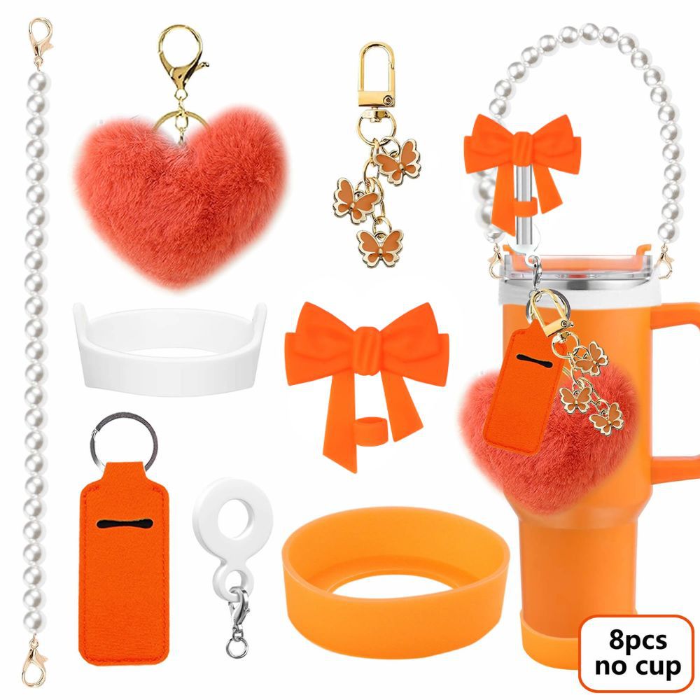 Accesorios de taza Stanley colgante de cuerda de mano flor de silicona gorra de paja de peluche colgante de taza cadena de taza de color cubierta de taza