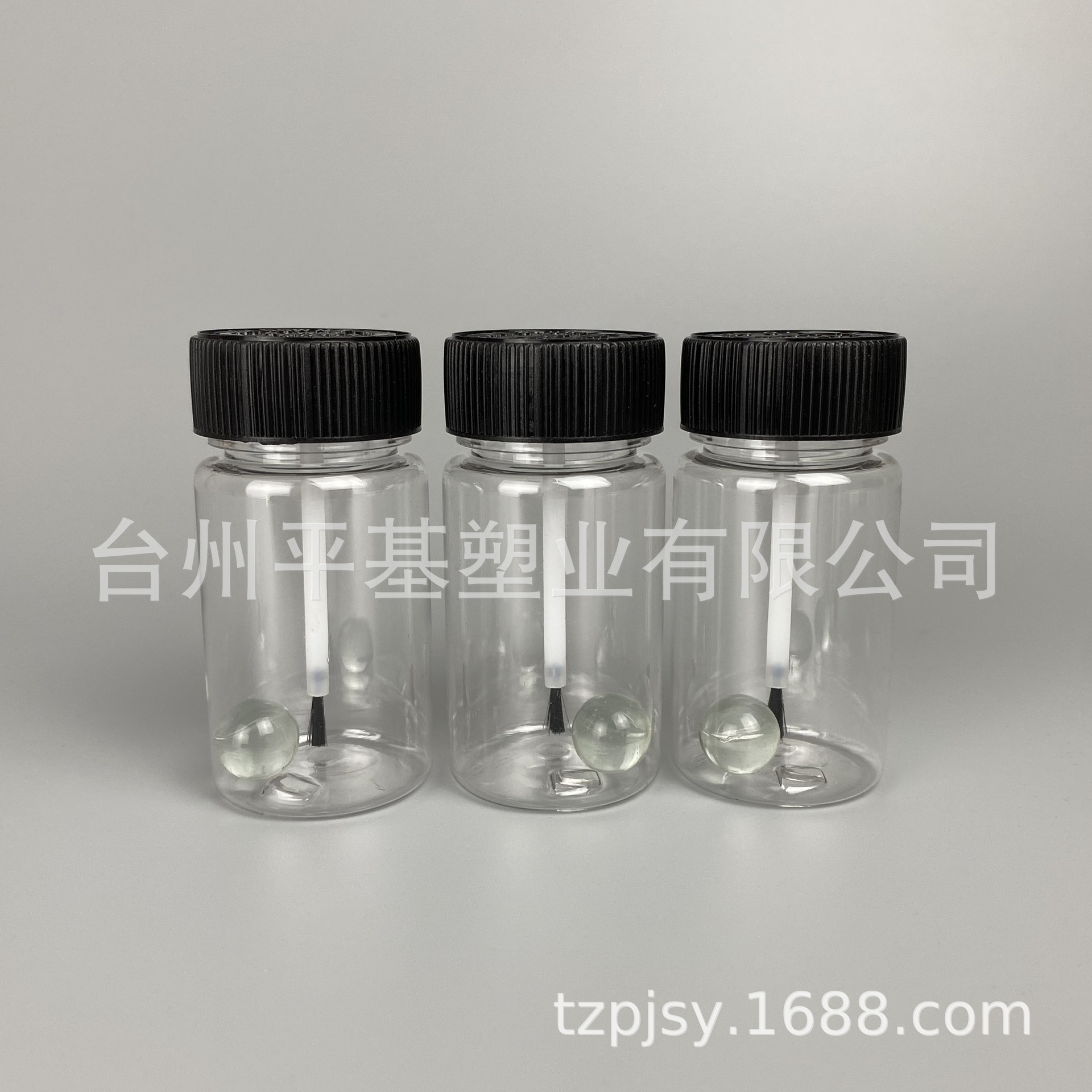 厂家直供PET60ML 50ML刷子瓶 压旋盖汽车补漆瓶 毛刷塑料瓶