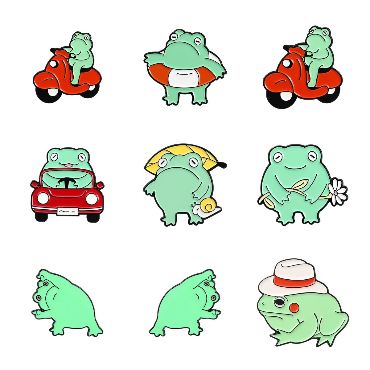 Unisex Gender Stoving Varnish Design Cartoon Style Cute Pin Frog Alloy Stoving Varnish Unisex Brooches