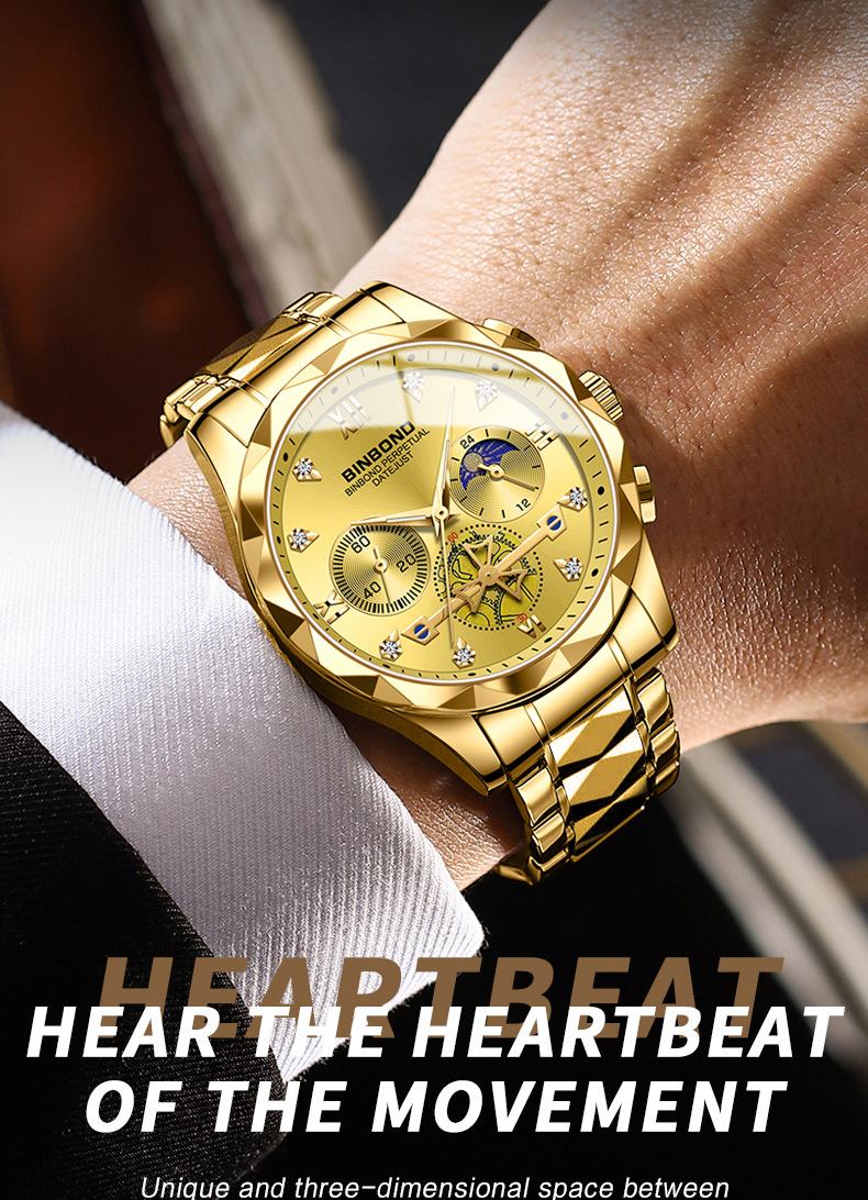 Men's Quartz Watch Multifunctional Tungsten Steel Chronograph_voghion.com