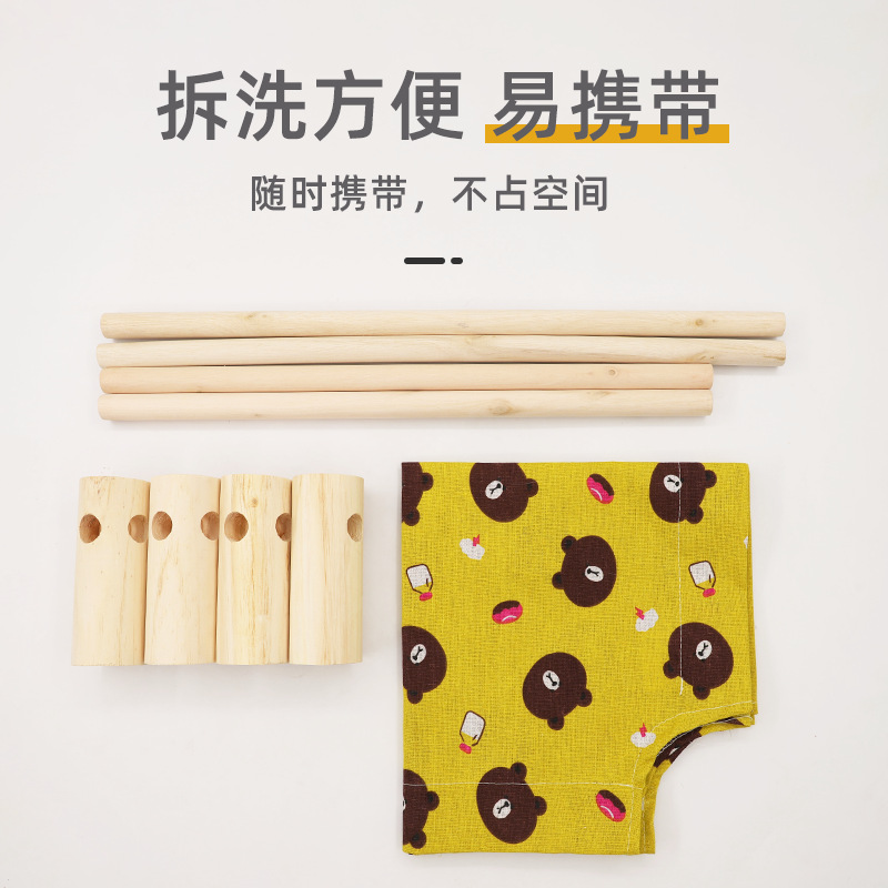 Cama para gatos Cuatro estaciones, desmontable y lavable, nido para gatos, cama de verano suspendida de lino fresco y transpirable, cama de marcha para perros, cómoda de madera