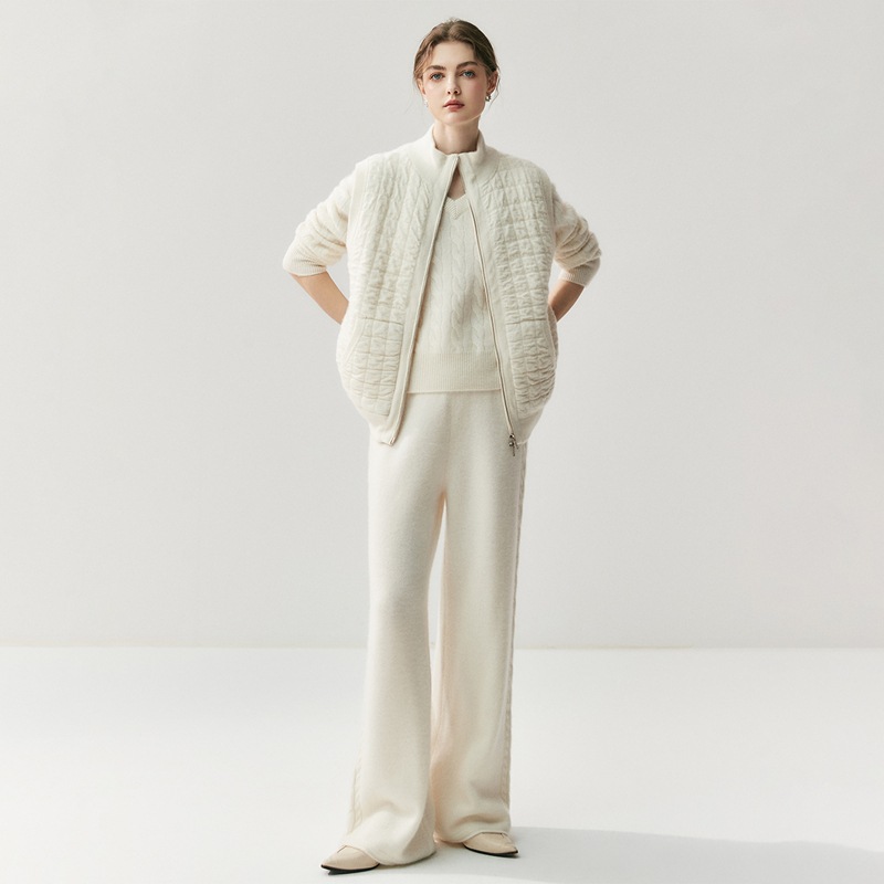 baby小山羊绒女士羊绒衫肌理感加厚羊绒马甲棉服双层针织开衫马甲