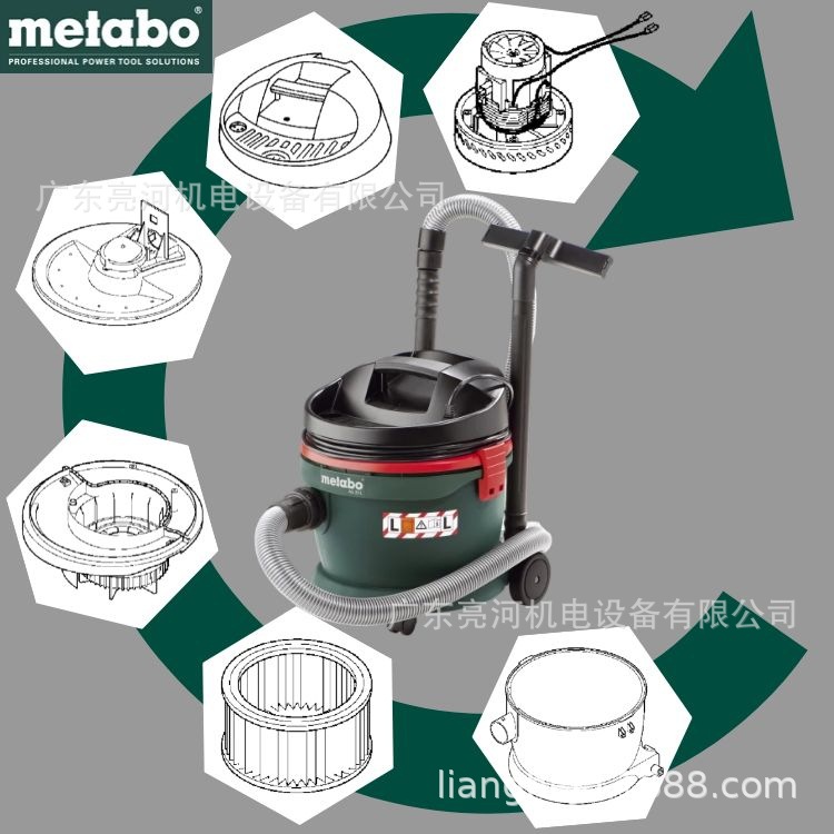 德国metabo麦太保AS20L吸尘器零配件马达/过滤器/垃圾容器/隔音器