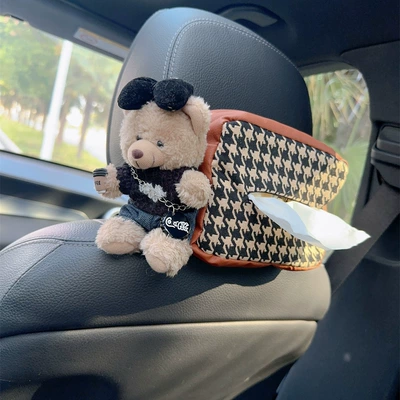 Car multi-function hanging trend pilot Car tissue box/set - cute-bear-paper-box-style-2
