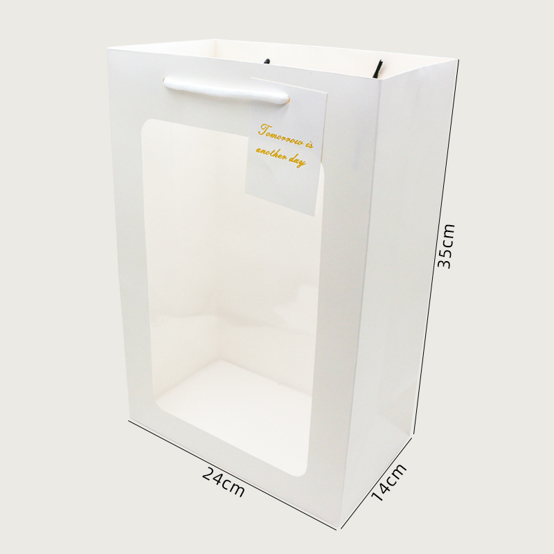 Bolso de ventana abierta Bolsa de ventana transparente de pvc Bolsa de embalaje de ramo de regalo cuadrado Bolsa de regalo de vacaciones al por mayor