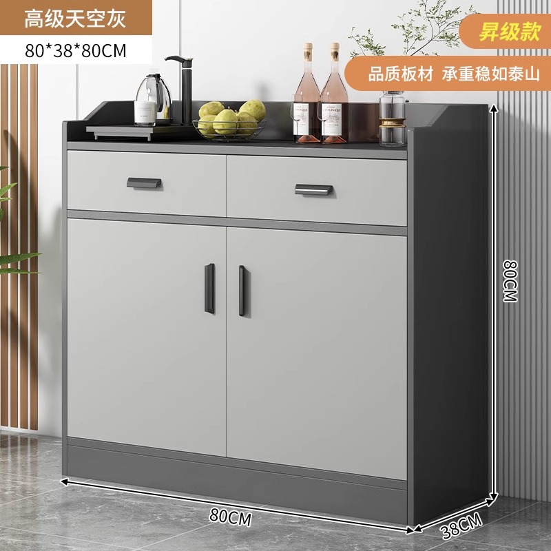 Gabinete de comedor contra la pared, armario de sala de estar doméstico, armario de almacenamiento simple, armario de almacenamiento gris, armario de té