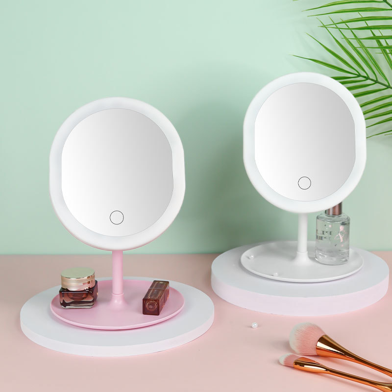led化妆镜椭圆可立学生宿舍女补光桌面台式便携卧室梳妆台小镜子