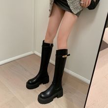 厚底小个子甜美长靴高跟圆头版长筒靴美拉德骑士靴女高筒2025新款