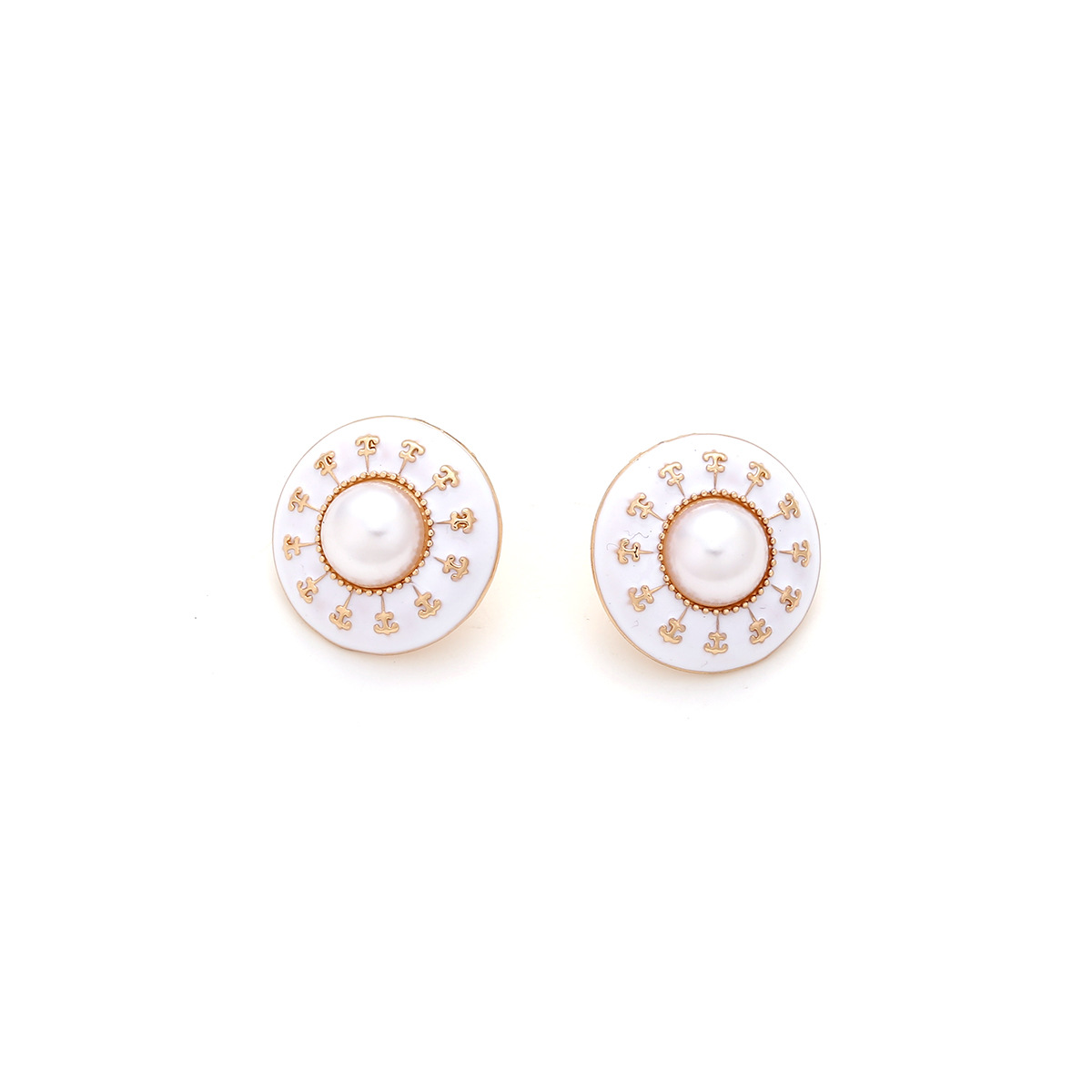 1 Pair Retro Simple Style Geometric Enamel Alloy Artificial Pearls Ear Studs display picture 6