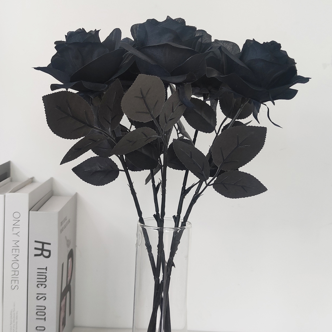 哥特风格纯黑色玫瑰假花仿真玫瑰花婚庆装饰