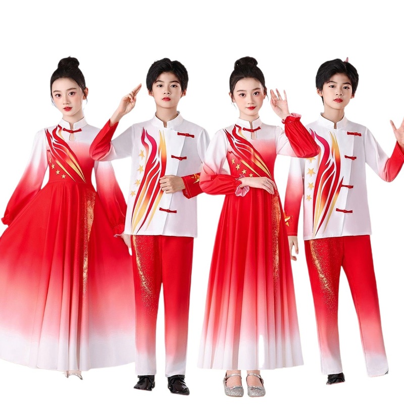 国庆儿童合唱演出服装小学生男女童红色爱国朗诵演讲歌唱祖国团体|undefined
