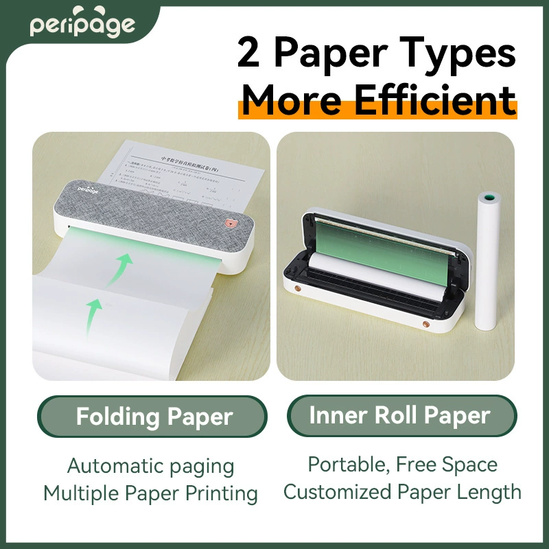 Portable A4 Printer (PERIPAGE A4), ink-free mini, high-definition, compact 265×80×45mm