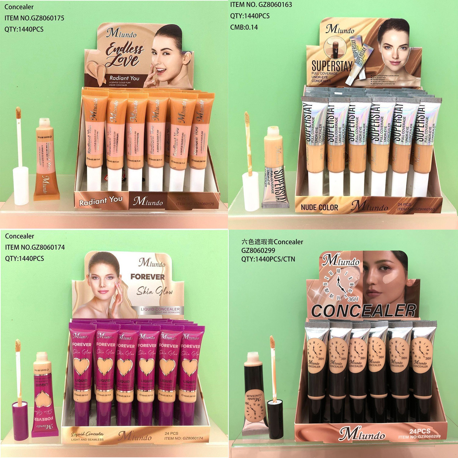 Concelador Mlundo, impermeable, anti-transpiración, duradero, no fácil de quitar el maquillaje, cubre las manchas de color, acné, desvanece las círculos oscuros.