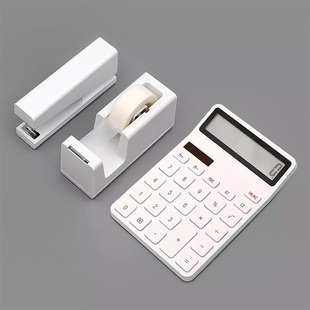 ✅ Calculator Desktop Simple Office Stapler Set Battery Solar Energy High Aesthetic Value 12-Digit Wide Student