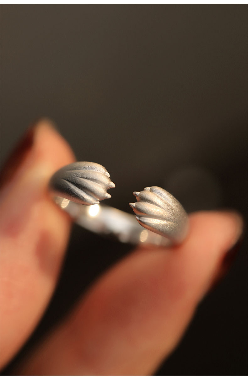 Zodiac Tiger Ring For Women Silver Plated Minimalist Index Finger_voghion.com