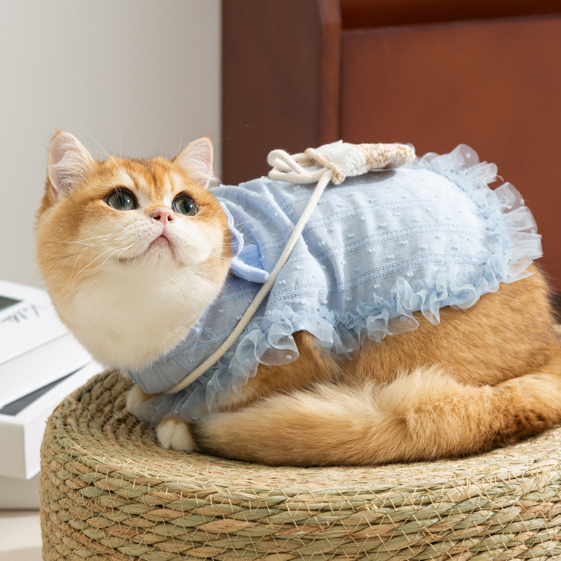 Gato primavera y verano estilo pastoral bolso chaleco perro pequeño y mediano perro estilo delgado dama mascota ropa de gato verano