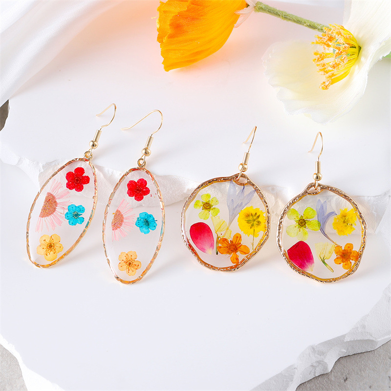 15g Weight Zinc Alloy Ear Needle Material Drop Earrings Classification 1 Pair Quantity Casual Occasion Zinc alloy Material Floral Pattern Unisex Gender Epoxy Design Pastoral, Simple Style Style 1 Pair Pastoral Simple Style Floral Epoxy Zinc Alloy Drop Earrings 2