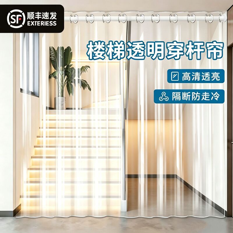 Transparent Air Conditioning Door Curtain, Windproof Curtain, Wind and Heat Insulation, Household Stairway Wholesale, No-Drill Installation, Supermarket Decoration, Dustproof Curtain