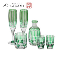 日本KAGAMI江户切子竹之膳洛克杯水晶玻璃分酒器酒具套装香槟对杯