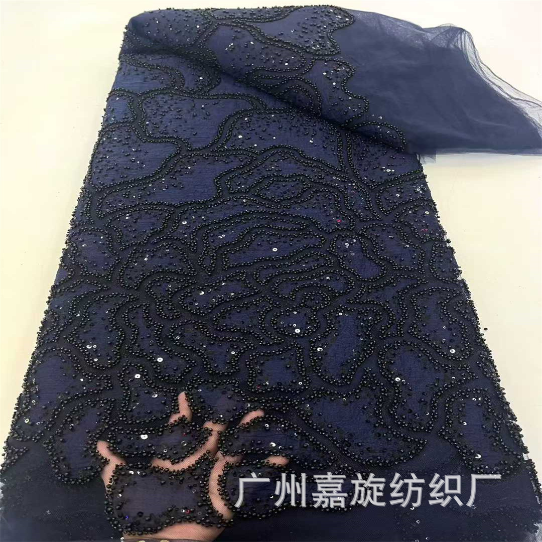 Tela para vestidos de novia europeos y americanos con bordado de cuentas y piedras, tela para ropa infantil, telas con cuentas. image 8