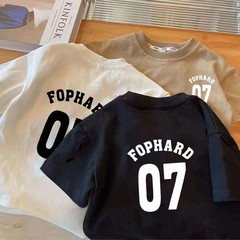 2024 New Cotton Short Sleeve T-Shirt Letter Print Summer Boys' Girls' Children's Clothing Baby Boys Korean Style Top T-Shirt