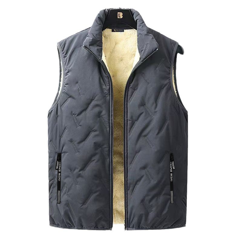 Hombres de otoño y invierno, chaleco de cachemira de gran tamaño para trabajar al aire libre usando chaqueta sin mangas