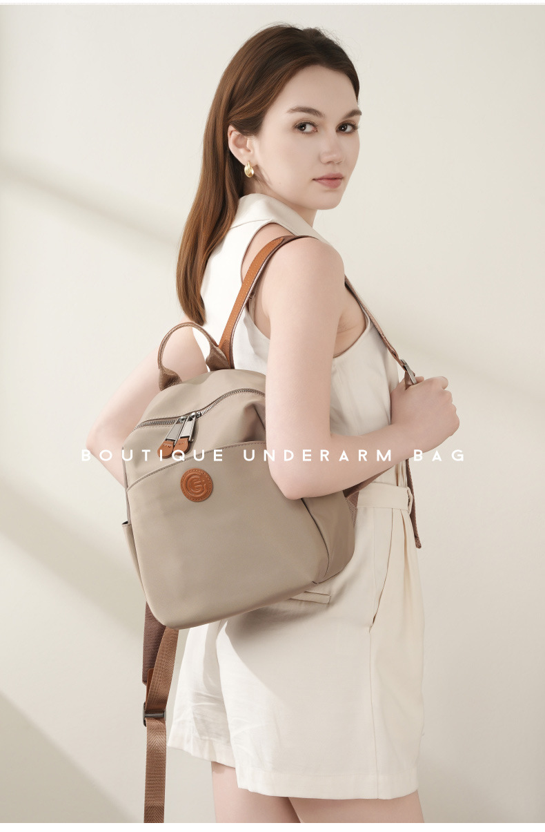 Oxford Cloth With Leather Multi Compartment Storage Backpack Commuter Large Capacity Designer Water Resistant Versatile_voghion.com