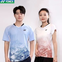 25新款尤尼羽毛球服速干短袖男女舒适比赛服YY羽毛球服上衣透气