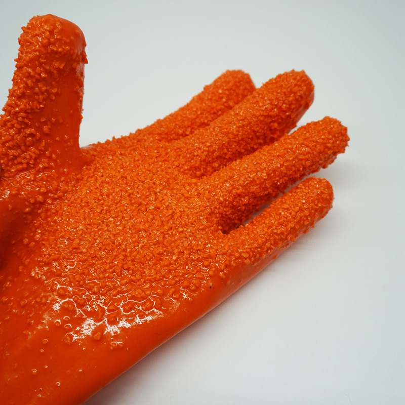 止滑顆粒抓魚手套養殖業防油防水橡膠手套 PVC耐酸鹼浸膠勞保手套