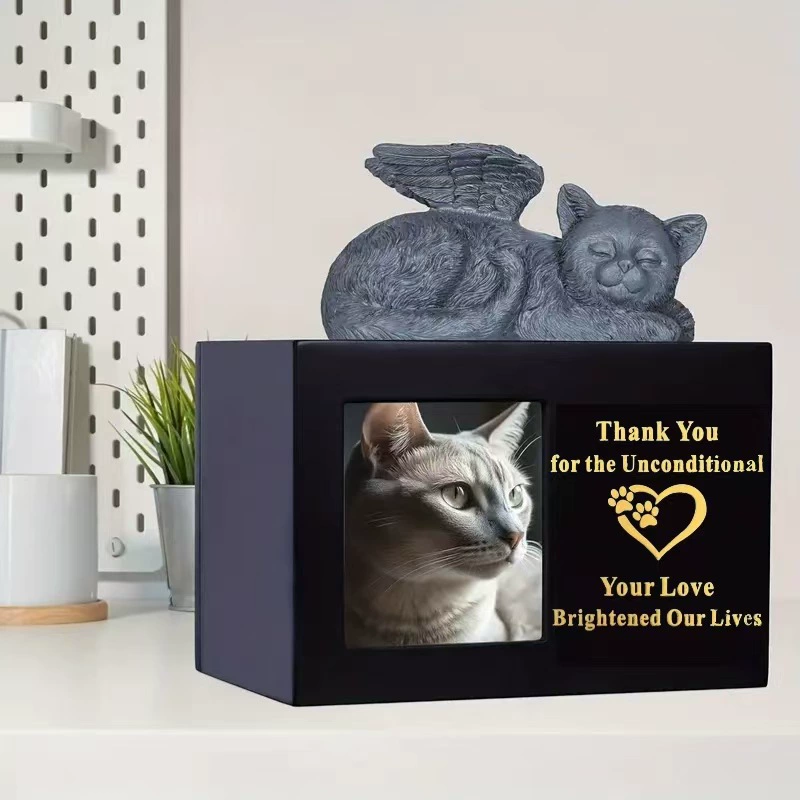 Лучшая продаваемая деревянная урна для питомцев с узором в виде сердца и лапы, с рамкой для фото + подставка для ангела, собаки или кошки