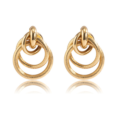 European and American personalized ring cross hollow earrings for women, simple geometric business temperament earrings, Shixin cross-border jewelry